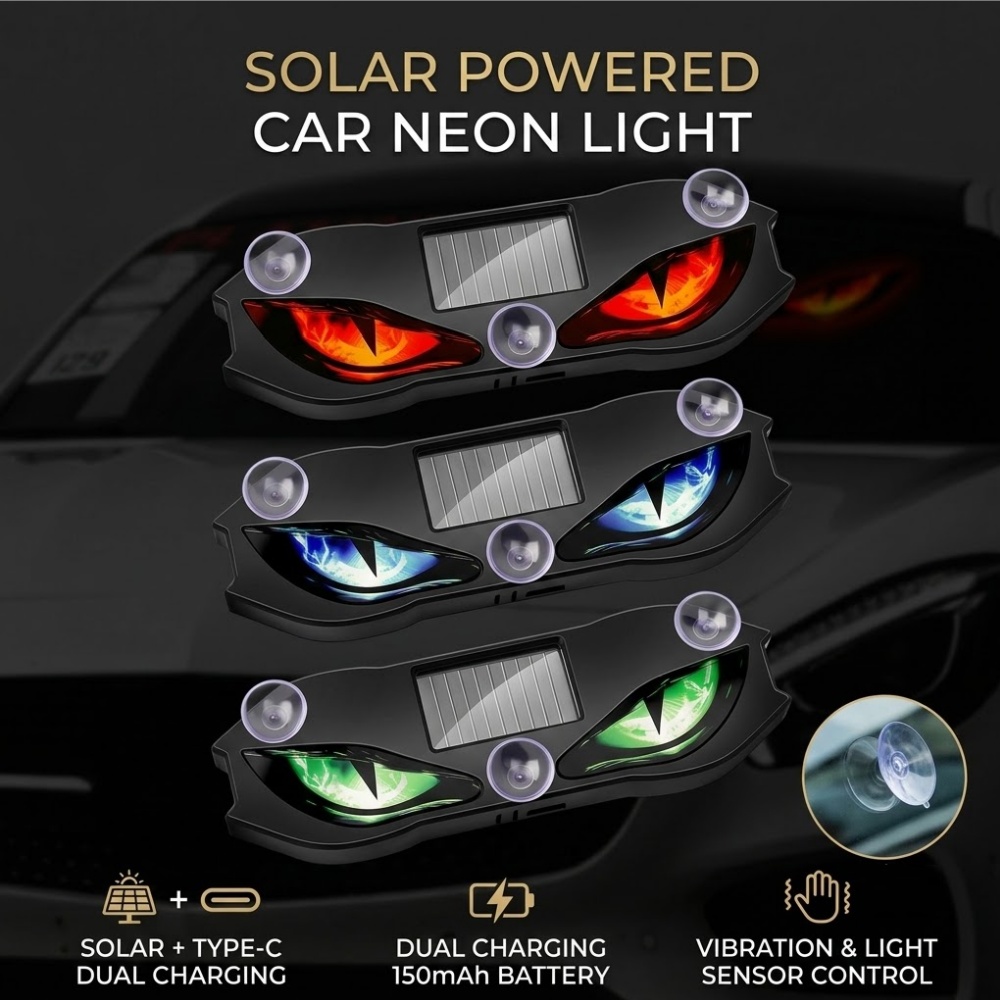 Renewable Energy Solar - Güneş Enerjili Araba Neon Işık Şeytan