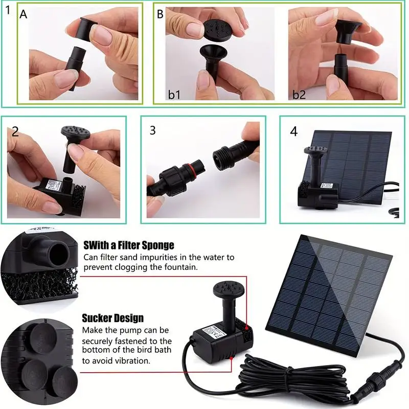 6 Nozullu Güneş Çeşmesi - Kuş  - Solar Pool Pump Kit incelemesi ve fiyatı